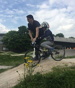 Martin and rider on track.JPG